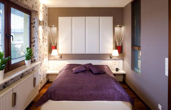 dormitorio pequeño morado purpura