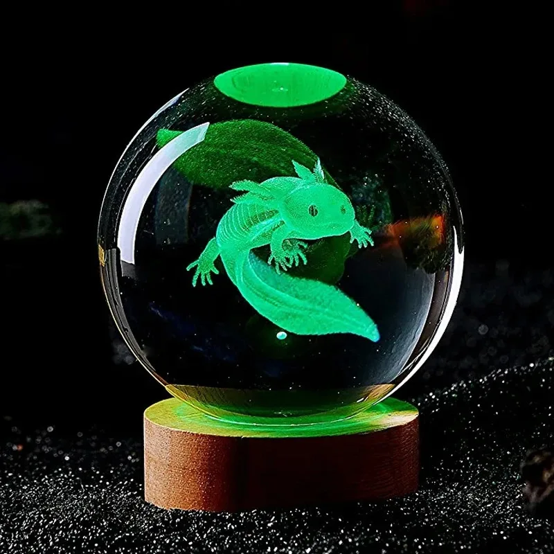 3D Axolotl Laser Engraved Crystal Ball - Imagen 2
