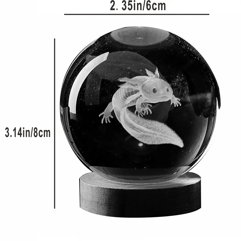 3D Axolotl Laser Engraved Crystal Ball - Imagen 5